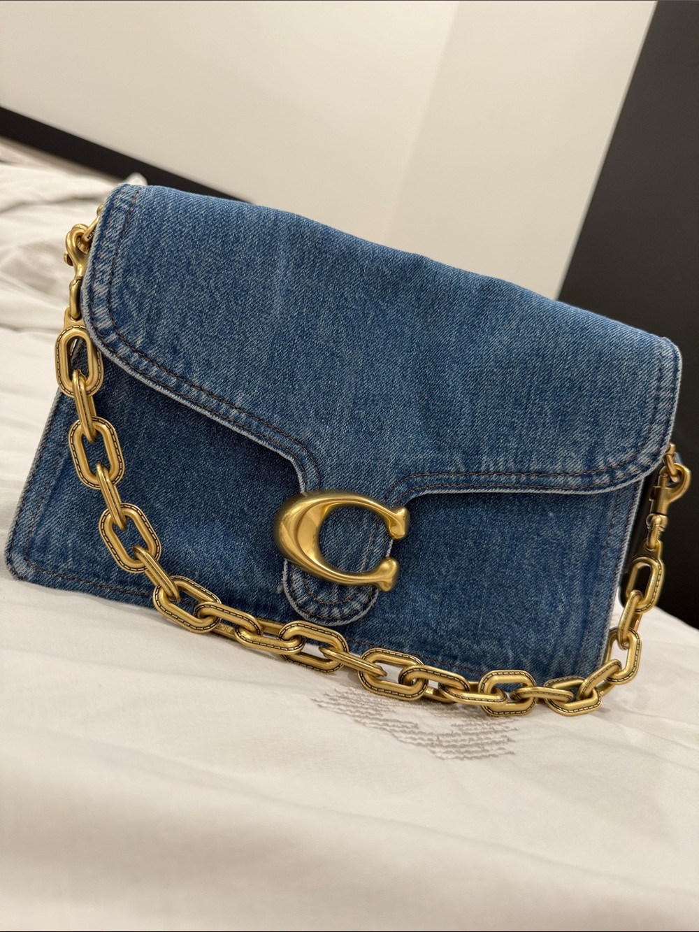 Coach Chain Tabby Small Denim Shoulder Bag - Picture 6 of 9
